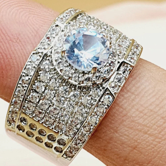 💞 Luxury Glitter Zircon Cubic Dainty Carved Fashion Ring for Man,MARR9217 - Picture 5 of 12
